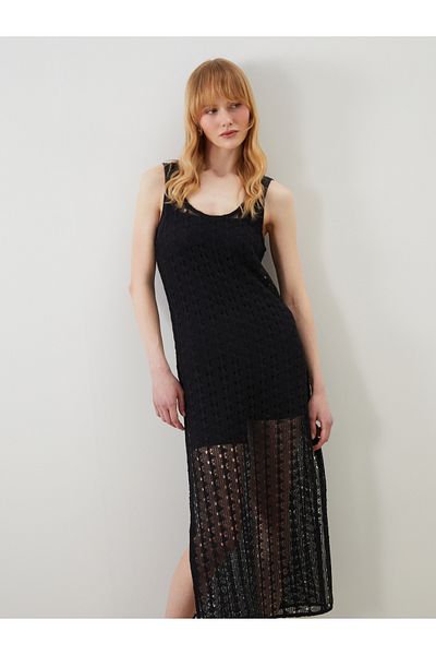 LC Waikiki Durchbrochenes Strandkleid mit U-Ausschnitt