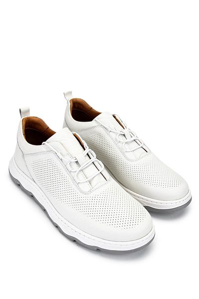 Tamer Tanca Men's Genuine Leather White Casual Shoes