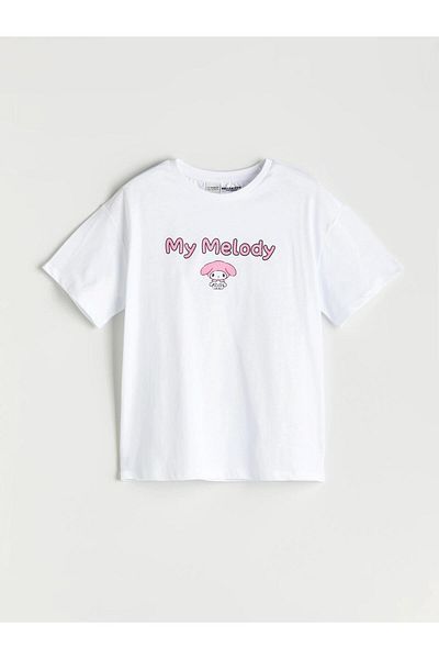 LC Waikiki White Crew Neck My Melody Printed Girl's T-Shirt