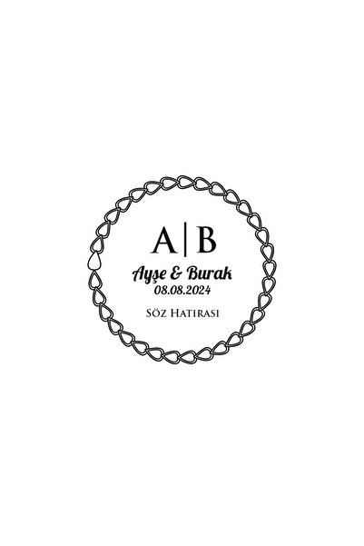 Reysa Tasarım Flat Edge Round Seal Henna Engagement Wedding 3X3Cm Custom Labe...