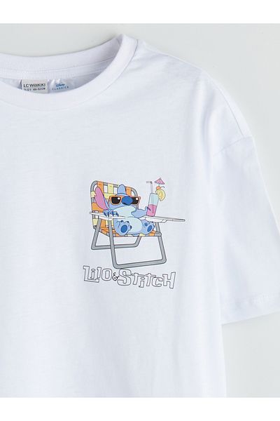 LC Waikiki Crew Neck Lilo and Stitch Printed Girl's T-Shirt