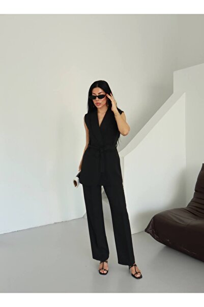 ZF BUTİK Double Blazer Suit with Belted Vest