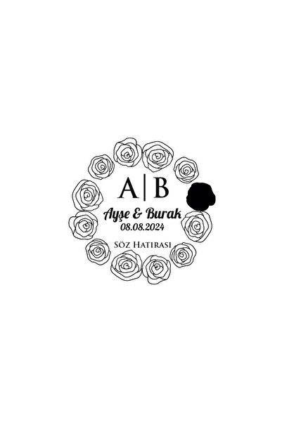Reysa Tasarım Rose Wreath Seal Henna Engagement Wedding 3X3Cm Custom Label / ...