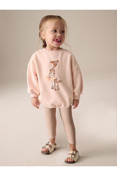 Next Baby Cotton Cream Rabbit Patterned Long Sleeve Bottom Top Set
