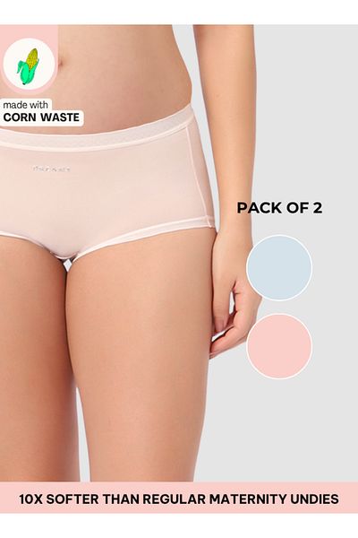 Intimate Queen Corn Bae Maternity Lacy Boy Shorts – Ultra-Soft, No Roll-Ups & Gusset Support (Pack Of 2)
