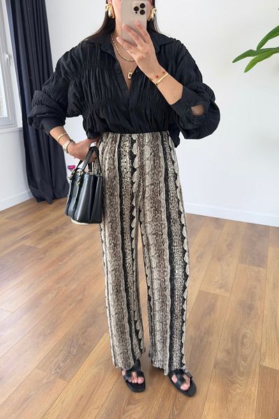 BİRCANÇİL Fonsa Brown Mink Patterned Trousers