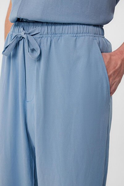 Antioch Blue Linen Blend Jogger Men's Trousers