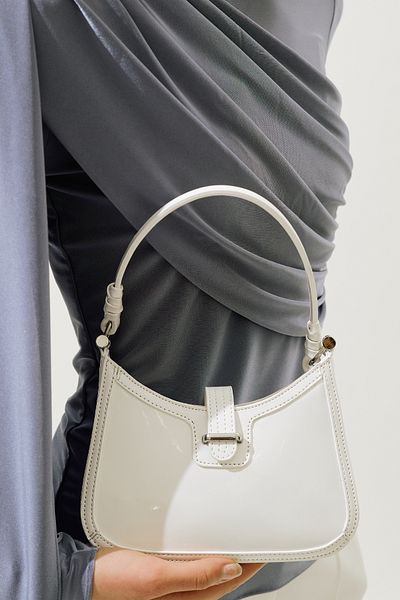 Manuka Patent Leather Buckle Shoulder Bag Ecru