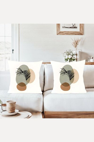 on the clouds Bohemian Green Beige Shades Combination Hidden Zippered Throw Pillow Cover Sofa Pillow Case Set (2Pcs)