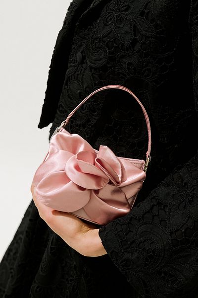 Manuka Flower Satin Evening Dress Mini Bag Powder