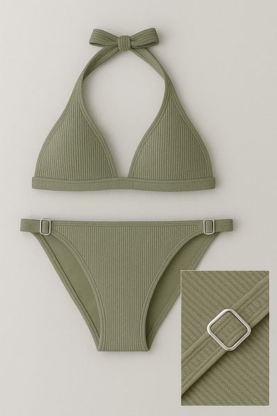 Pierre Cardin Γυναικείο Σετ Μπικίνι Μακρύ Τρίγωνο HR24BT006 – Κορδόνι, Χωρίς Στήριγμα, Μοντέλο Δέσιμο