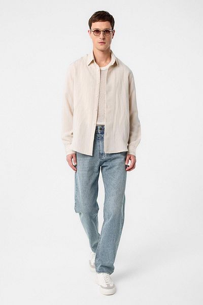 Antioch Stone Striped and Textured Men's Shirt