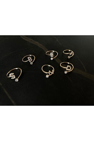 BIJUTERI Kişiye Özel Harf Taşlı Ayarlanabilir Şık Yüzük – Kadın Bijuteri