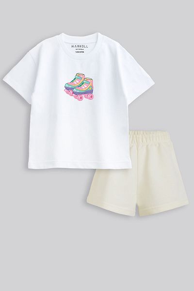 MARKOLL 5-12 Years Short Sleeve Summer Children's Bottom Top Set with Shorts