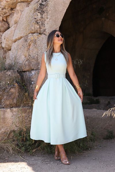 bytugcekaya Φόρεμα με γιακά μέντας με ζώνη