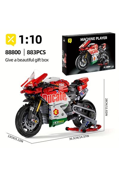 BUILDING BLOCK Ducato Motorcycle V4 Building Block 883 Pieces 1:10 Easy Installation and Use, Birthday Gift Toy Ç