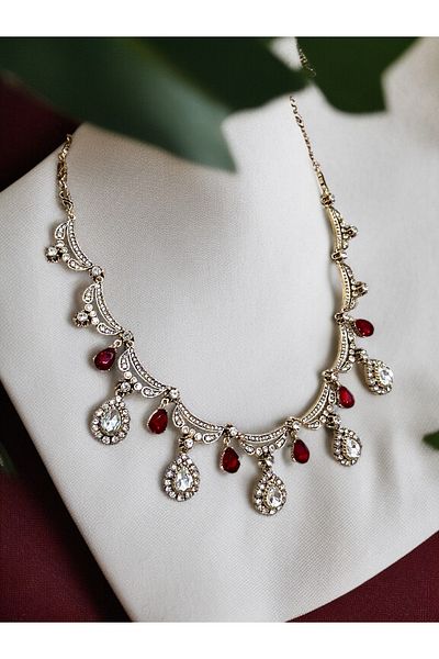 FAYRA ACCESSORIES Zircon Stone Water Drop Engagement Henna Wedding Choker
