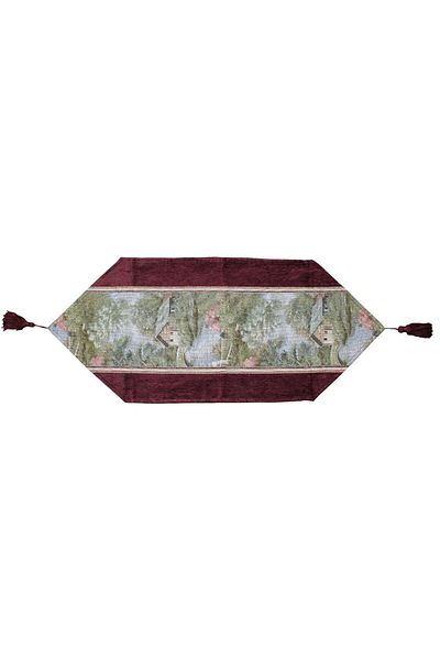 Believe House View Jacquard Woven Tapisserie Decorative Shonil Runner Bordo 30*80