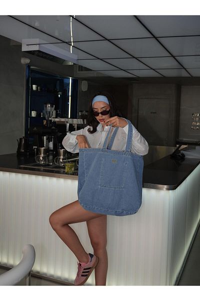minaaise Geantă de damă din denim albastru 29260