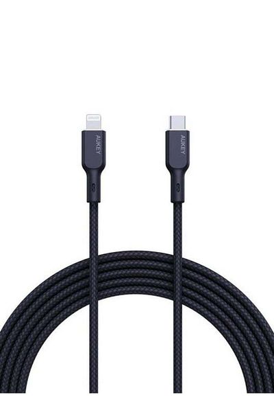 AUKEY Braided Nylon Sync & Charge MFI Cable USB-C To Lightning 1M NCL1 Black