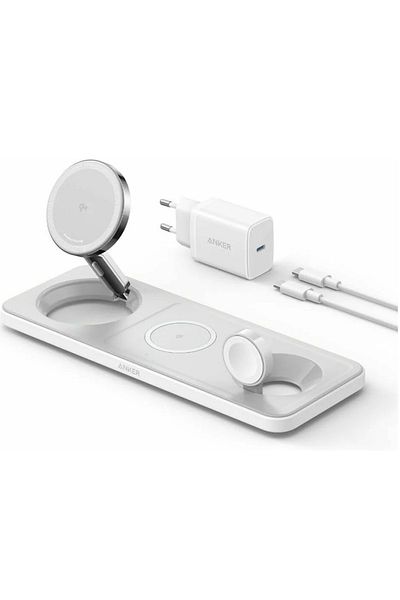 Anker Încărcător wireless, „MagGo” 15W, 3 în 1, 3 x wireless, alb, „B25M1321”