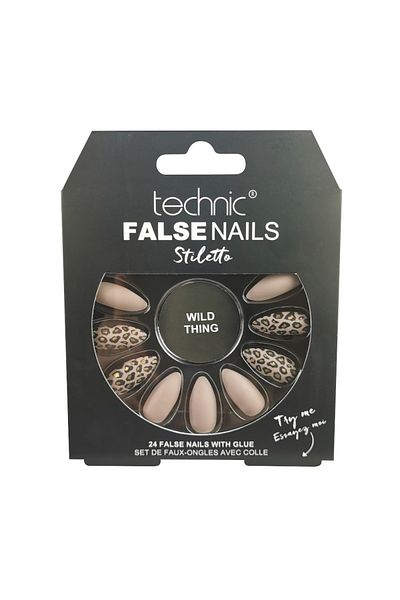TECHNIC Set de 24 de unghii false cu lipici inclus, Stiletto, Wild Thing