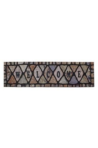 OEM Entrance Mat Step Black with Embossed Stones 'Welcome' 90 x 24 cm