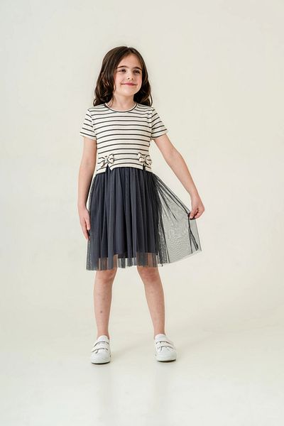 My Hanne Line Pattern Ruffle Girl Dress 006
