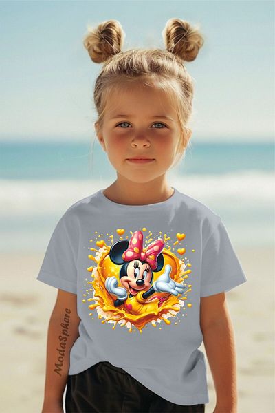 ModaSphere Minne Mouse Printed Short Sleeve Kids T-Shirt
