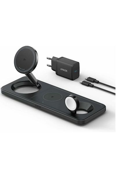 Anker Încărcător wireless, „MagGo” 15W, 3 în 1, 3 x wireless, Negru, „B25M1311”