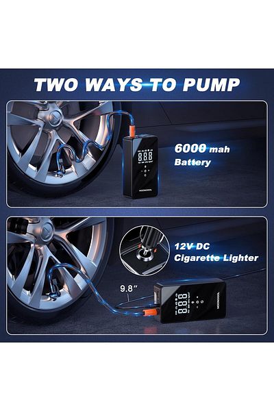 CEDA HOME Pompa Aer Multifunctionala Electrica Inteligenta 12V, 6000mAh Baterie, Oprire automata, Power Bank