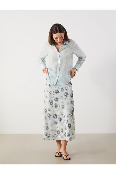 LC Waikiki Floral A-Line Satin Skirt with Elastic Waist