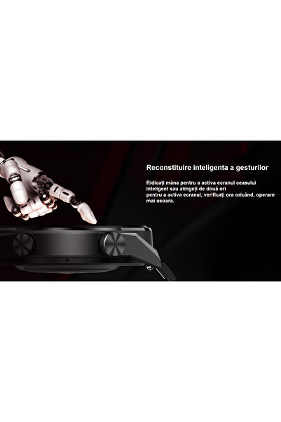 Smart Vibe Έξυπνο ρολόι Dt™ Watch3 Mate, Κλήση Bluetooth, Υποβοήθηση αφής, Βοηθός τεχνητής νοημοσύνης, Δέρμα και σιλικόνη, Γκρι