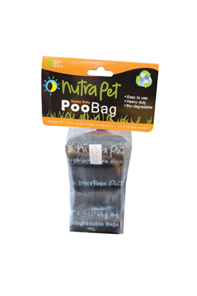 NUTRAPET أكياس براز سوداء 4 لفات مع بطاقة رأسية