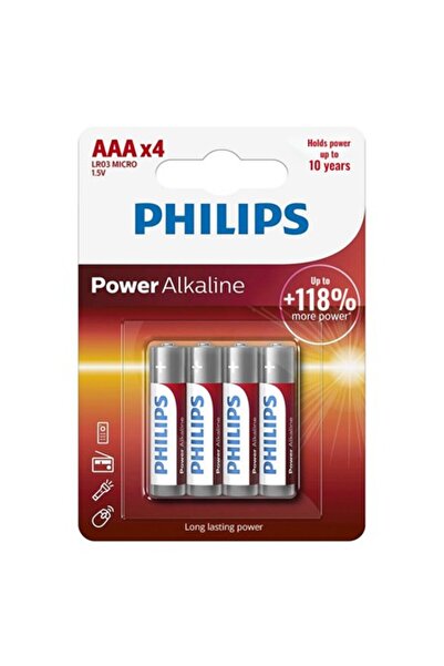 Philips Baterii alcaline AAA de mare putere, pachet de 4, 1.5V