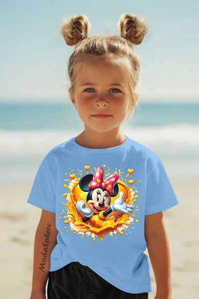 ModaSphere Minne Mouse Printed Short Sleeve Kids T-Shirt