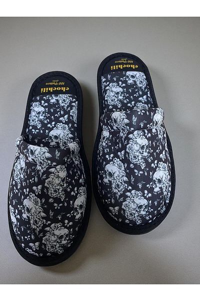 Chochili Unisex Floral Skull House Slippers