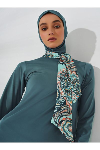 ALFASA Hijab Swimsuit with Scarf Collar Detail - Blue -