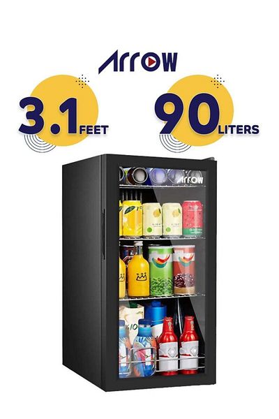 ARROW Display Refrigerator - Single Glass Door - 90 Liters - 3.1 Feet - Black - RO-110SCK
