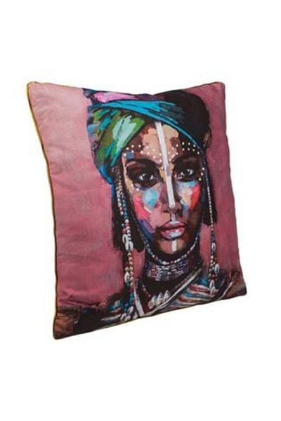 Jumbo Decorative Pillow with African Woman's Face Design for Sofa 45 x 45 x 10 cm