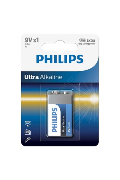Philips Baterie Ultra Alcalină 9V, Putere Mare, 1 Bucată