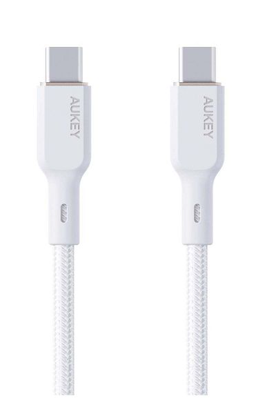 AUKEY 1.8m 100W Nylon Braided USB-C to USB-C Cable with Kevlar Core (White)