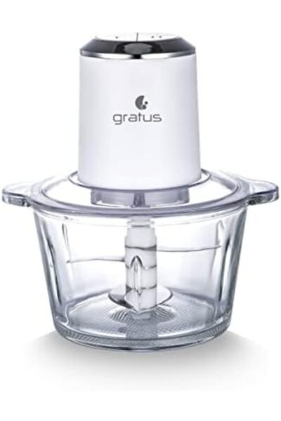 GRATUS Hand Chopper Quadra Blade- 2 L Capacity, 2 Speed Control, Glass Bowl, Stainless Steel Blades