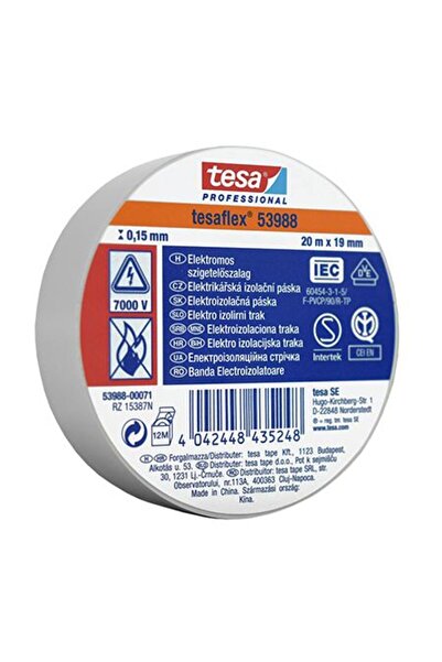 Tesa Bandă izolatoare Tesaflex Profesională Albă, 20 m, Pachet de 10