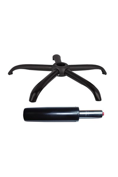 Depox Set bază pentru scaun directorial din plastic, 64 cm și cilindru cu piston pe gaz, pentru scaune de birou, negru, 35 cm