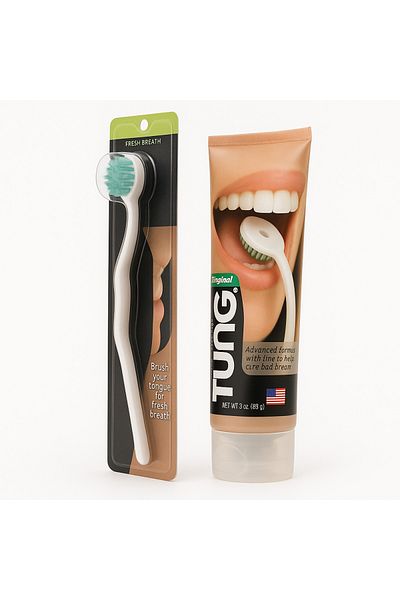 Tung Gel and Brush Tongue Cleaner by Peak Essentials - Starter Pack The Original Tongue Brush