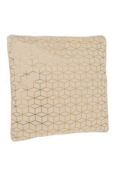 Jumbo Winter Decorative Pillow Ecru Velvet with Golden Foil 45 x 45 cm