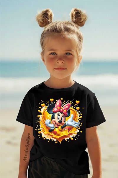 ModaSphere Minne Mouse Printed Short Sleeve Kids T-Shirt