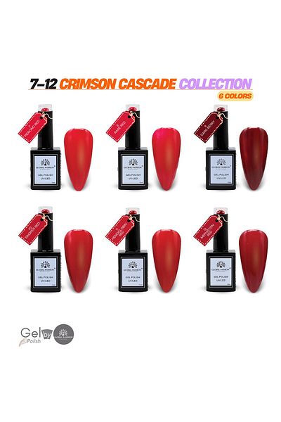 global fashion Crimson Cascade UV/LED Gel Polish Set – 6 Red Soak-Off Shades, 15 ml Glossy, Salon Nail Kit