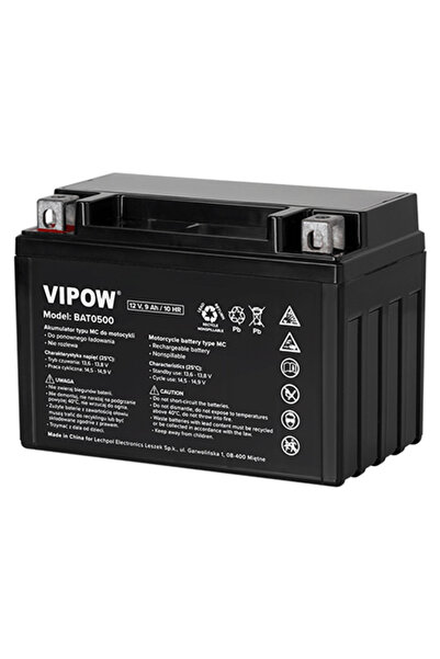 Vipow Μπαταρία μοτοσικλέτας 12V 9Ah, Ένταση εκκίνησης 120A, Γρήγορη φόρτιση, ...